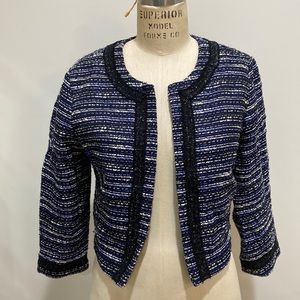 Karl Lagerfeld blue and Black tweed cropped jacket sz XS